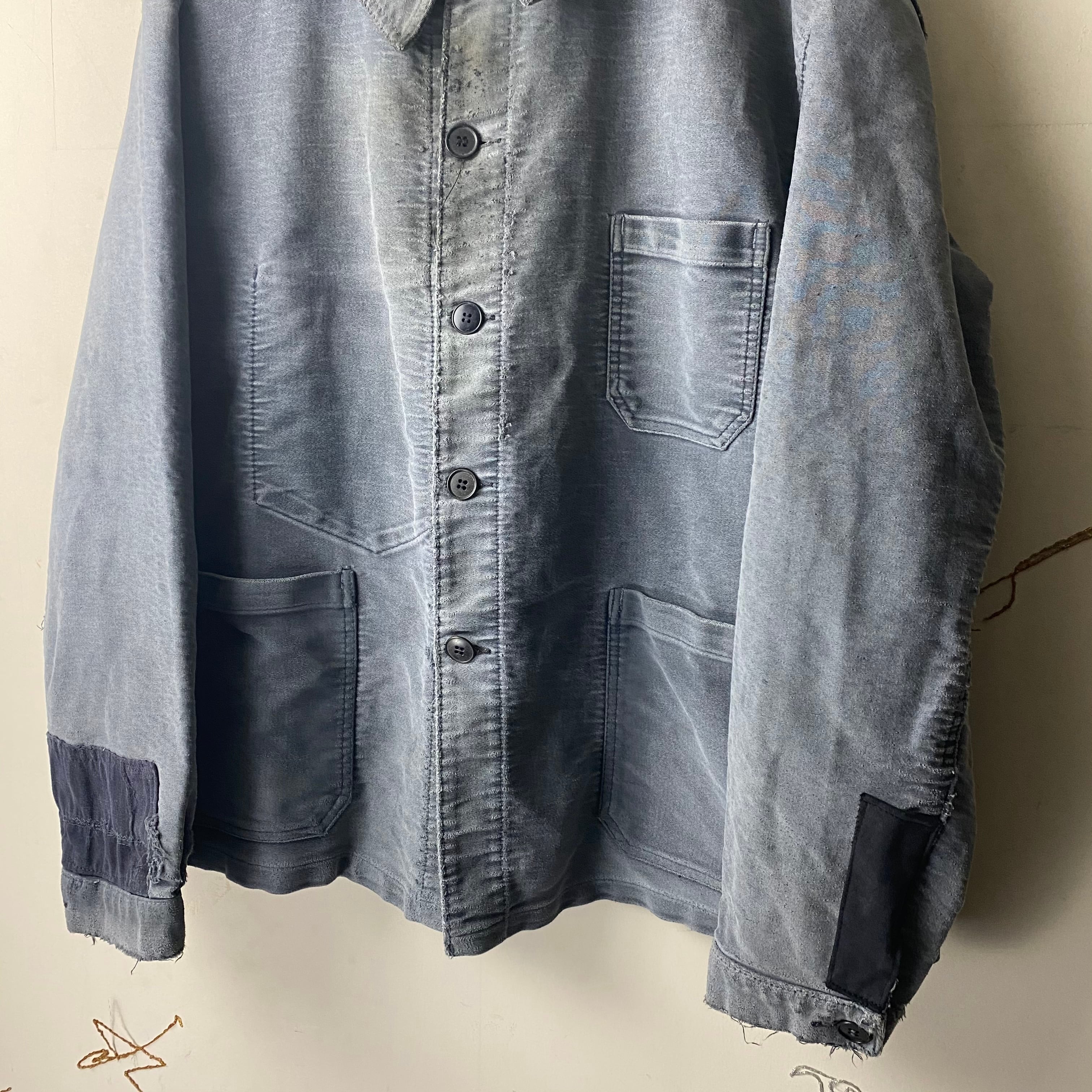 Beau foet ブラックモールスキン オーバーオール 寂しい 50 デッドストック