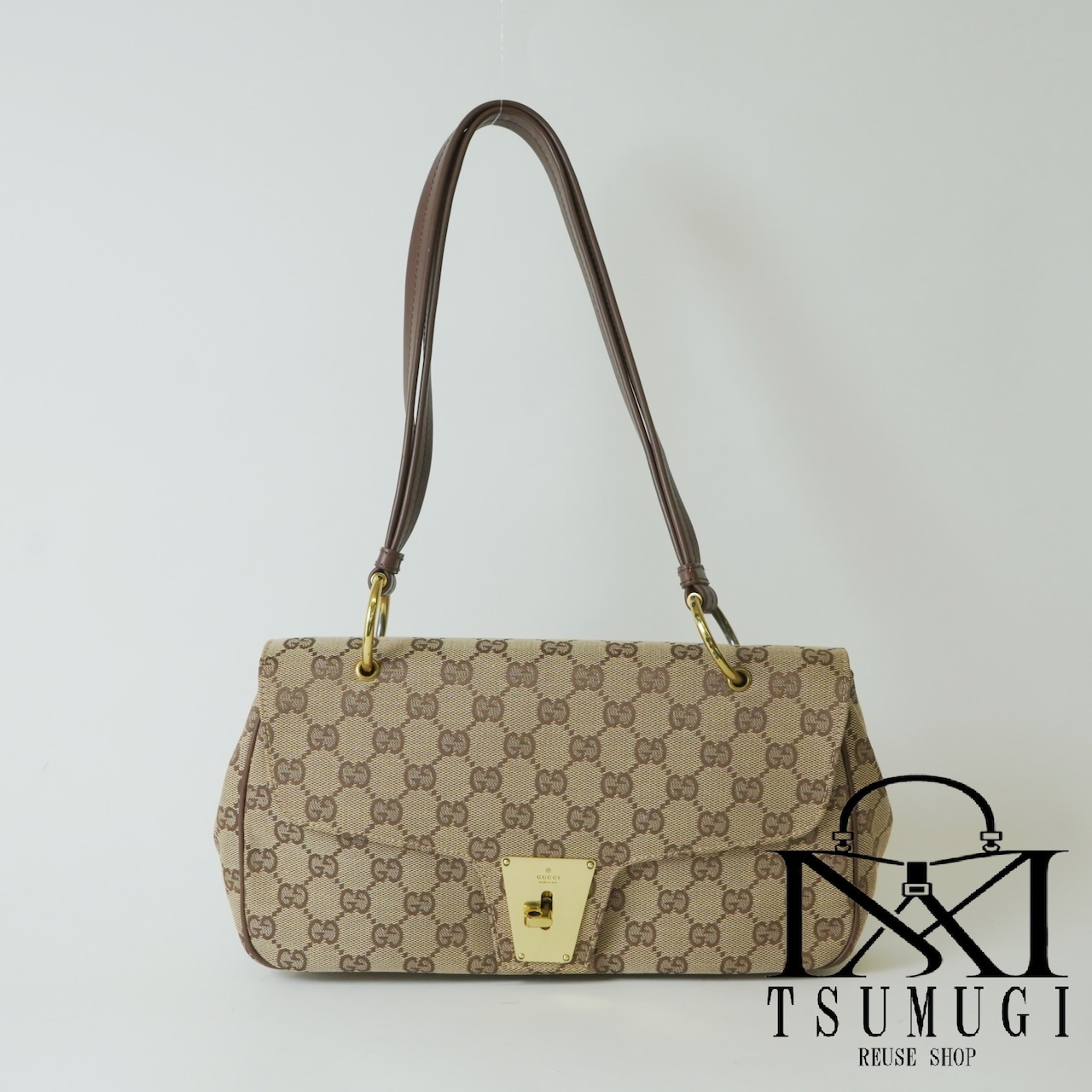 GUCCI グッチ GGキャンバス×レザー ハンドバッグ ベージュ 90463