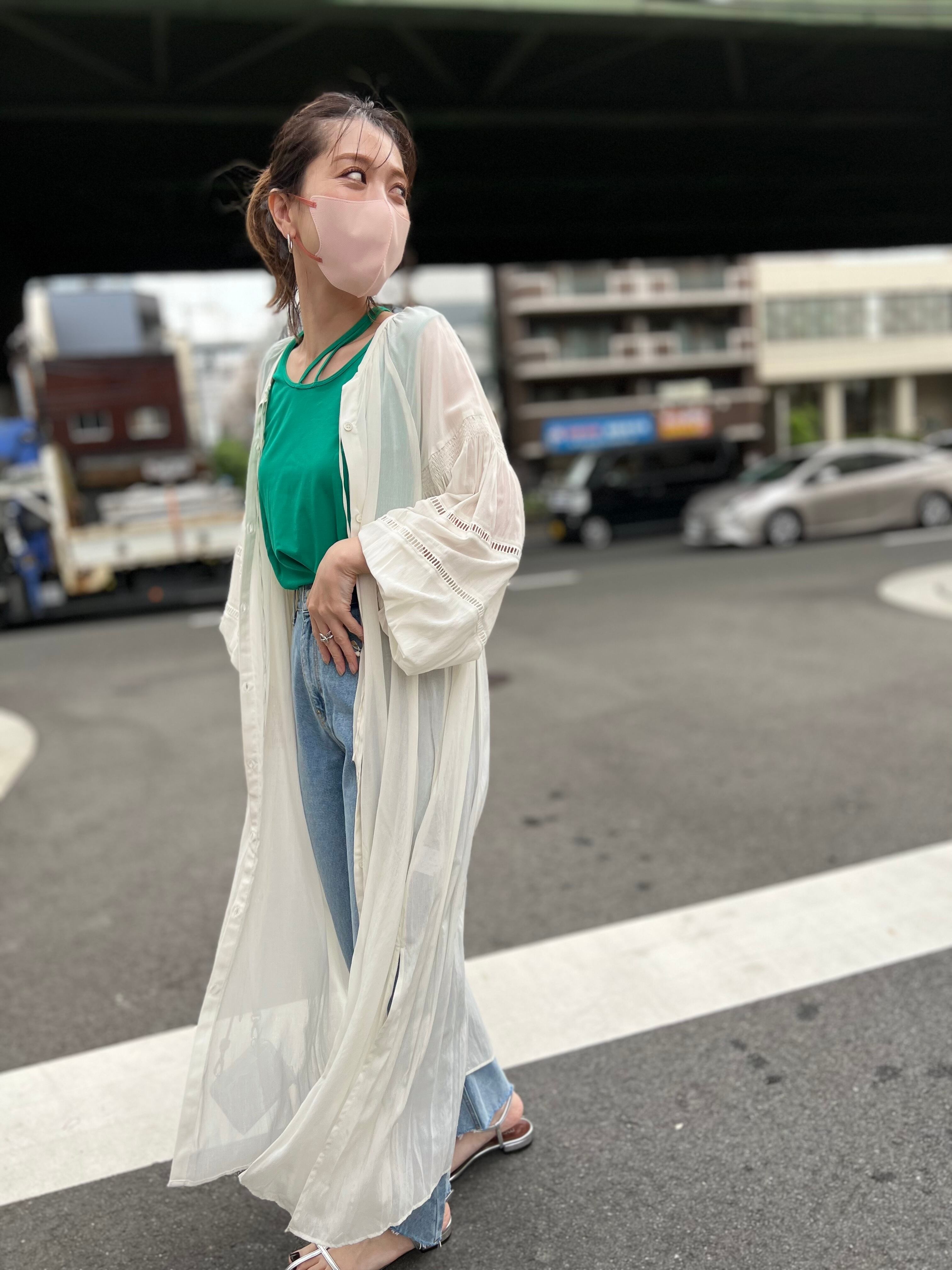 【CHIGNON】全3色/シャーリングレースシャツワンピ
