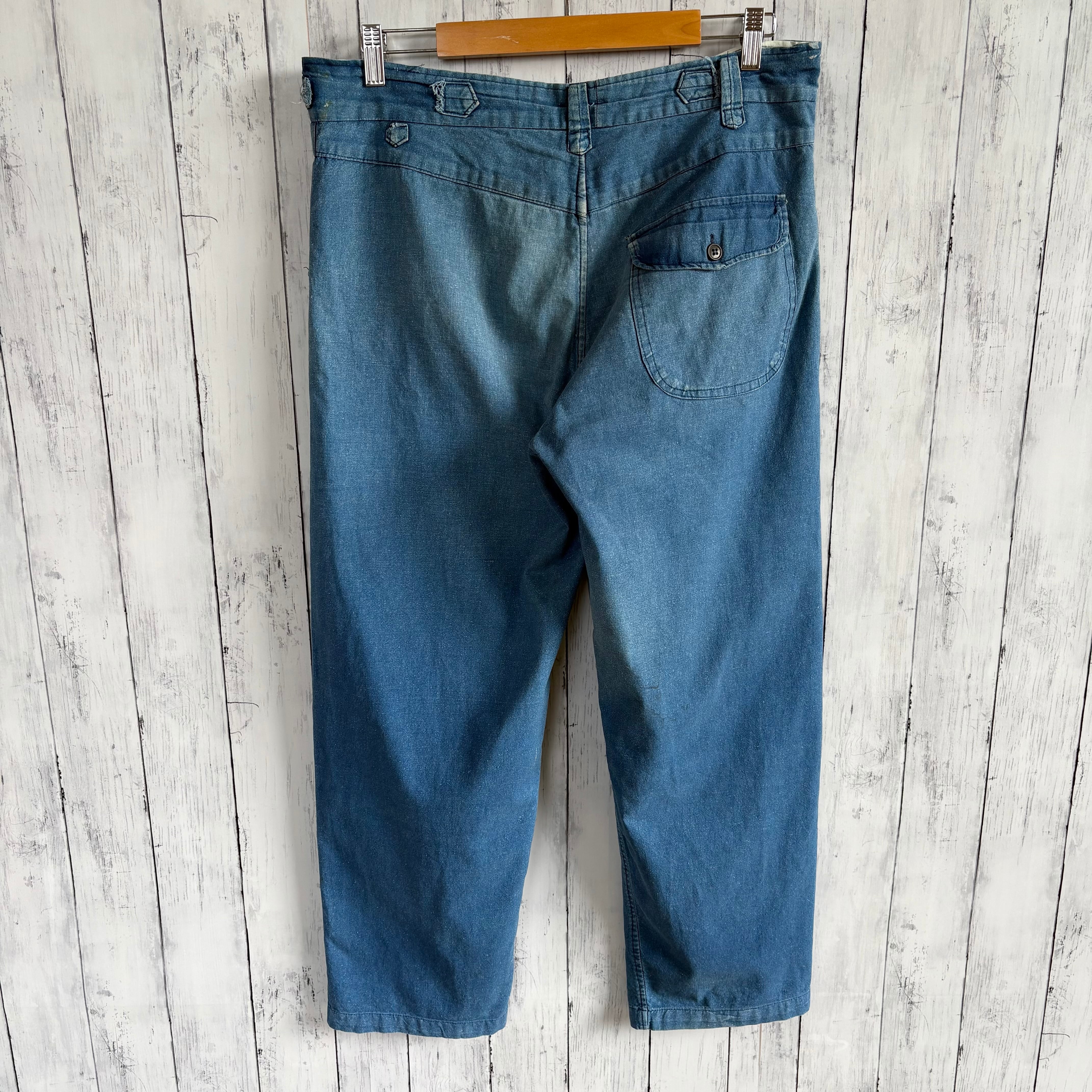 60〜70s フレンチチャイナ インディゴコットンパンツ ワークパンツ