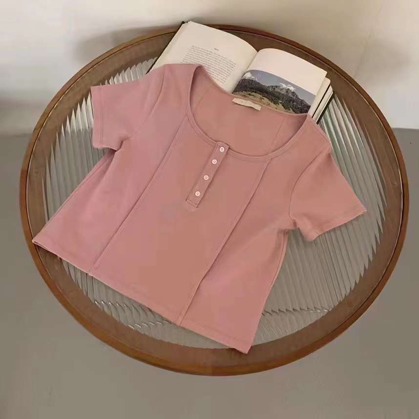 丸首ボタンカットソー AJ22085-2366