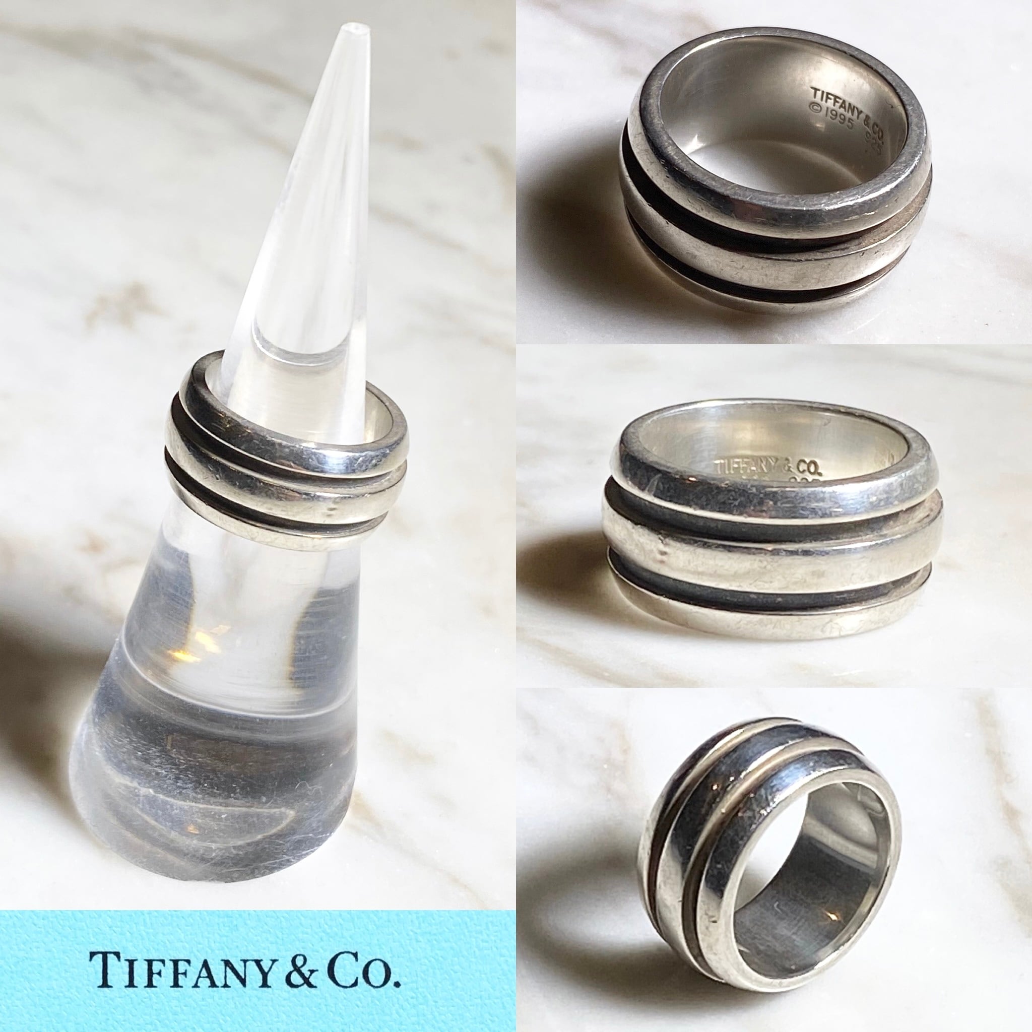 vintage 1995's TIFFANY silver ring “grooved” | NOIR ONLINE