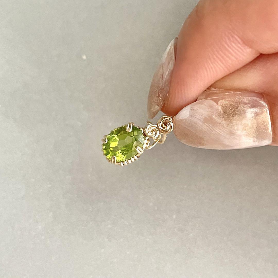 ペリドット　ペリステライト　ペンダントトップ　ワイヤージュエリー ペリドット ペリステライト ペンダントトップ ワイヤー