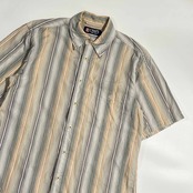 90s CHAPS チャップス ストライプ BD ボタンダウン 半袖シャツ L/マルチ メンズ ビンテージ
