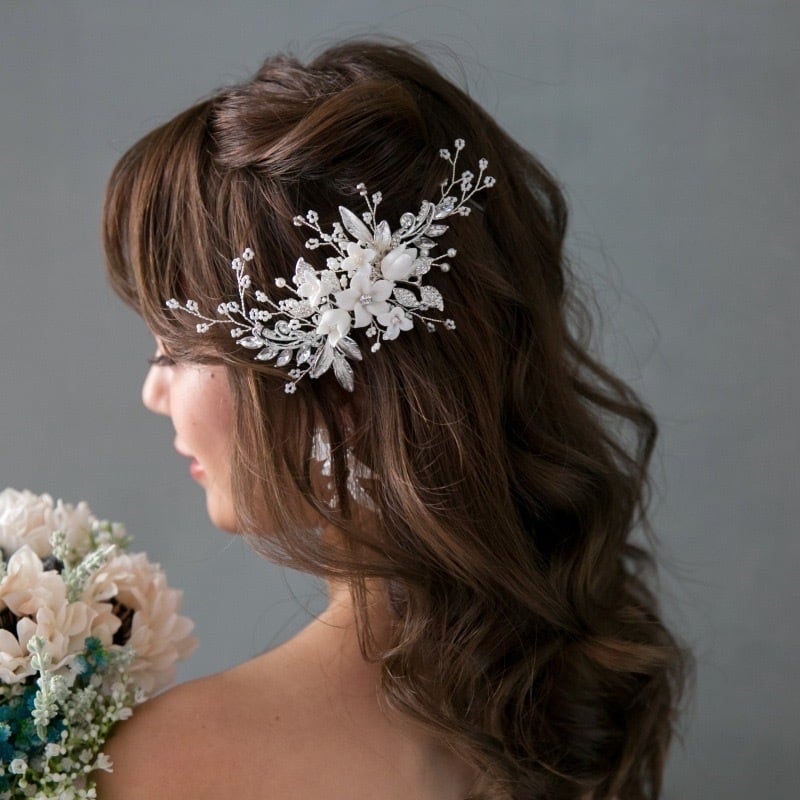H-012 ウェディング アクセサリー【フラワー ヘッドドレス】 ブライダル 髪飾り