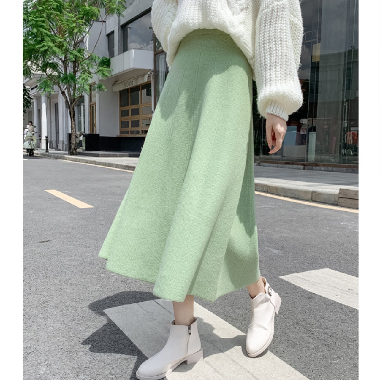 ニット ハイウエスト Aライン スカート 10302