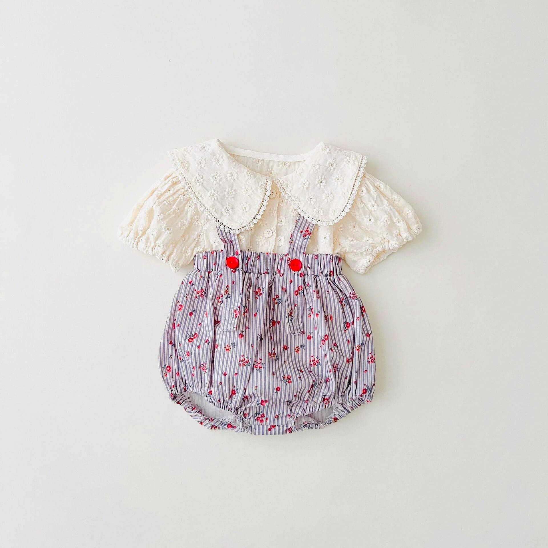 夏新作 ベビー服 女の子 花柄刺繍 ブラウス 半袖 子供服 可愛い  