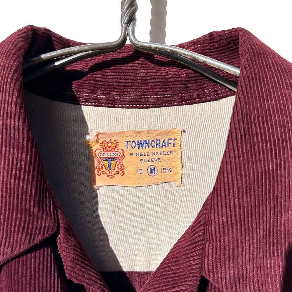 TOWNCRAFT] Vintage open collar corduroy shirt [1940s-] Vintage