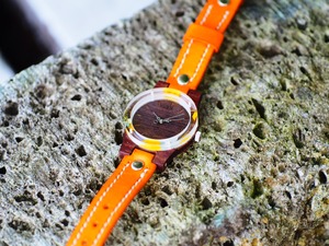 押花向日葵の木製腕時計