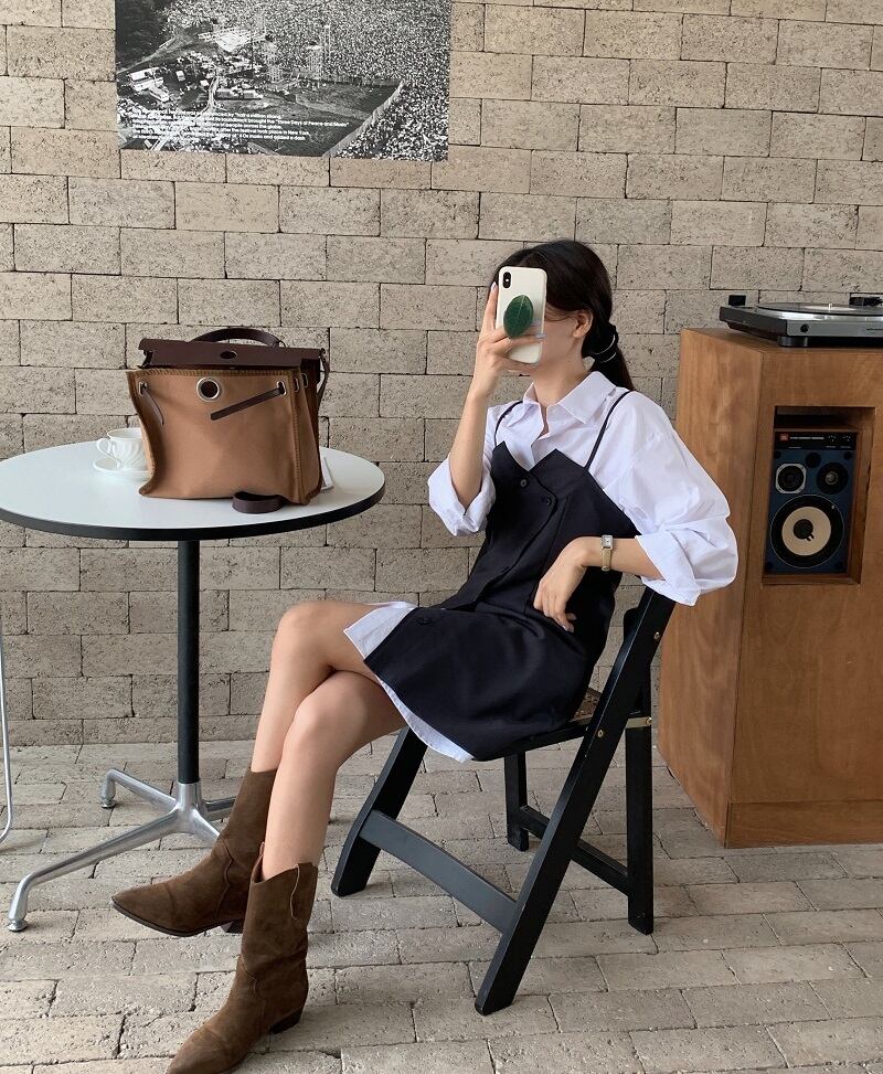 レディースオータム長袖スリーブシャツ スカート ショート ロング ストリート 秋物 ビッグFスモールZ韓国47336803849