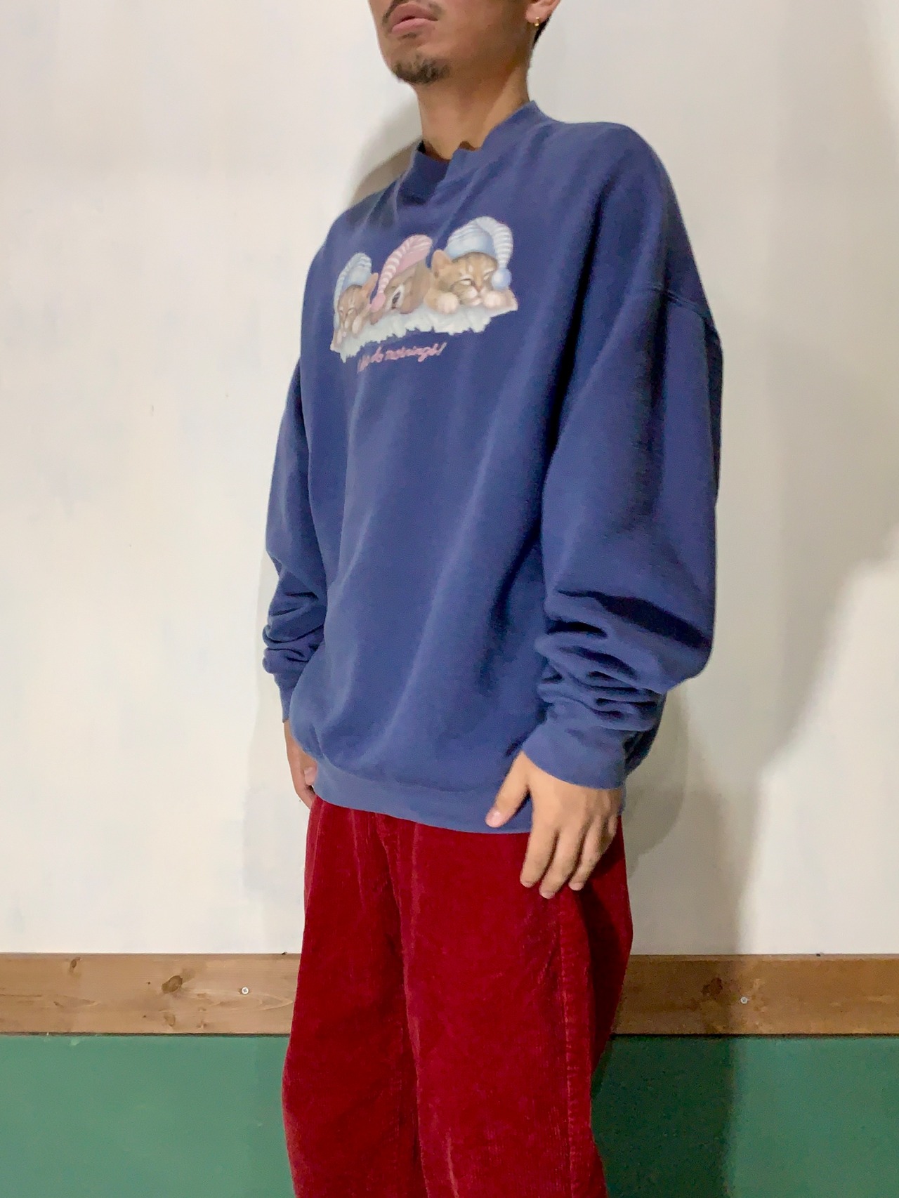 90's FRUIT OF THE LOOM Print Sweat Shirt Made in USA【XL】