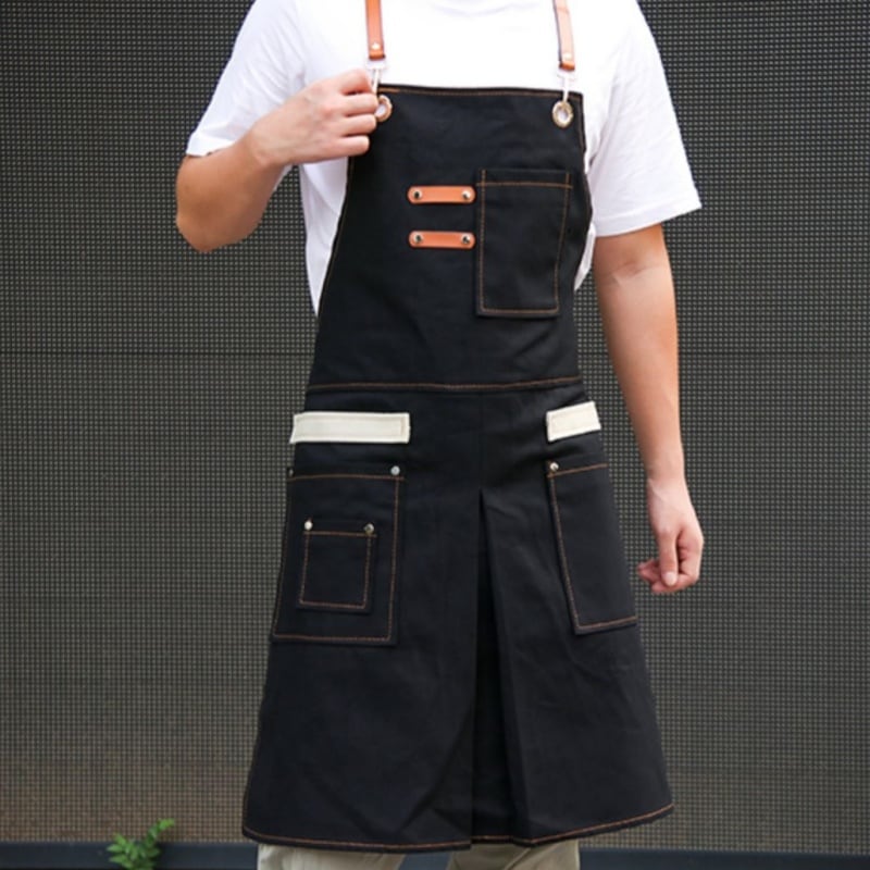 クロスストラップマルチポケットデニムエプロンA18520