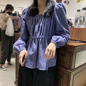 スクエアネックフレアブラウス