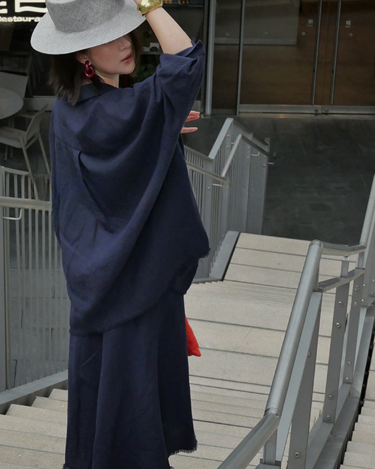 リネンアシンメトリートップス