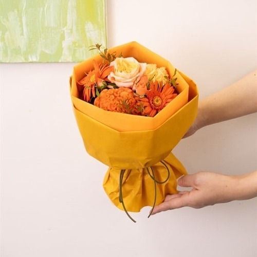 【秋ギフト】conokaオータムスタンドブーケ-orange-｜スタンドブーケ｜オレンジ系花束｜プレゼント