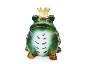 香炉　キャンドルホルダー　カエル置物　王冠蛙