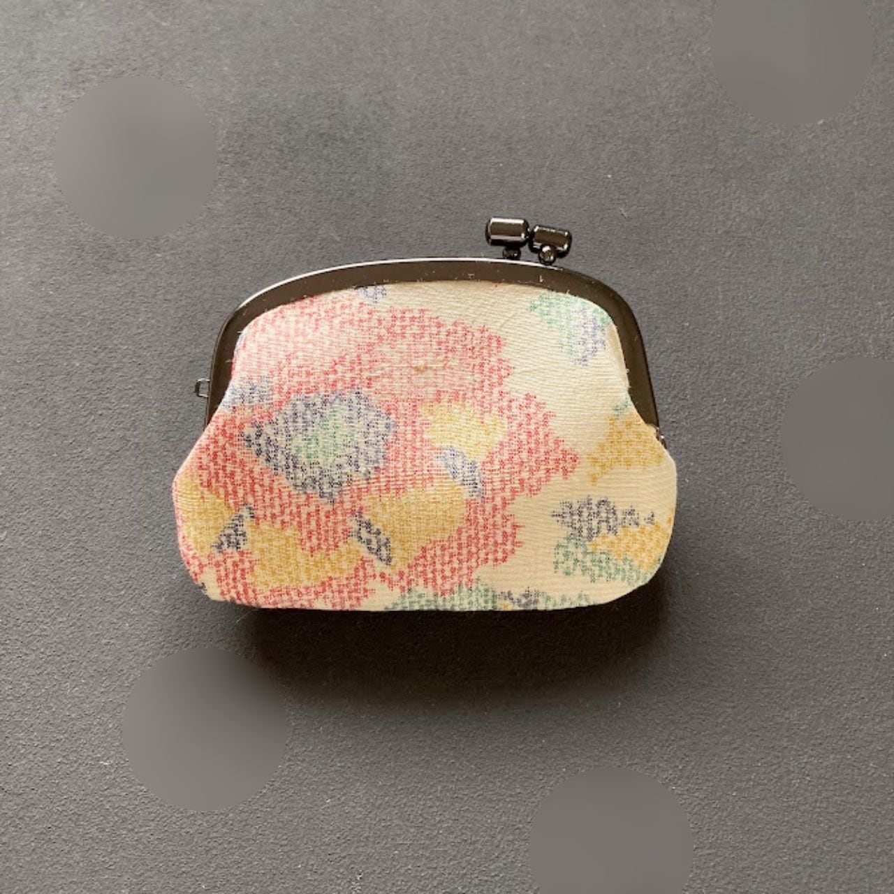 古布リメイクがま口バッグ 獅子と老松 刺繍 公式 古布リメイクがま口