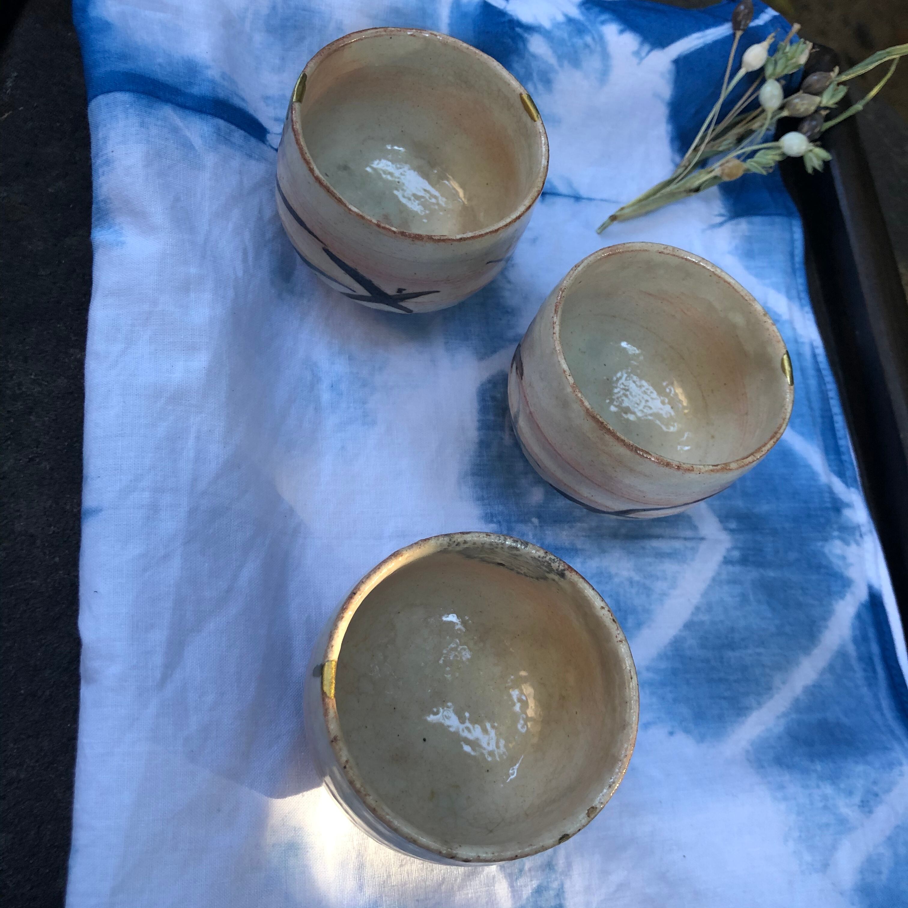 金継ぎ　お猪口　盃　茶碗 金継ぎ おちょこ 三個 | officekomatsubara