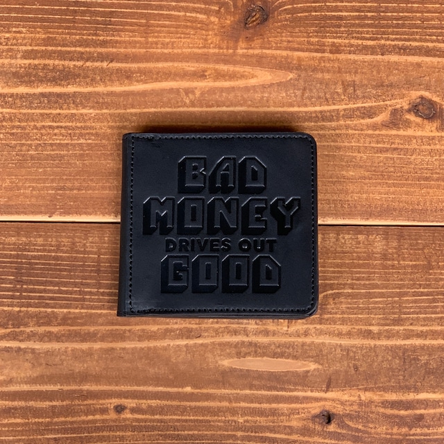 ”BAD MONEY DRIVES OUT GOOD“ SQUARE COIN WALLET BROWN