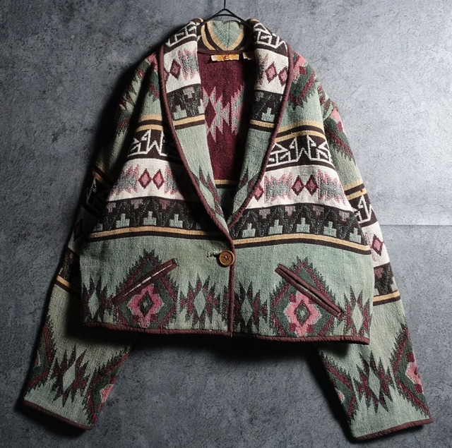 Multicolor Native Pattern Design Short Length Gobelin Jacket