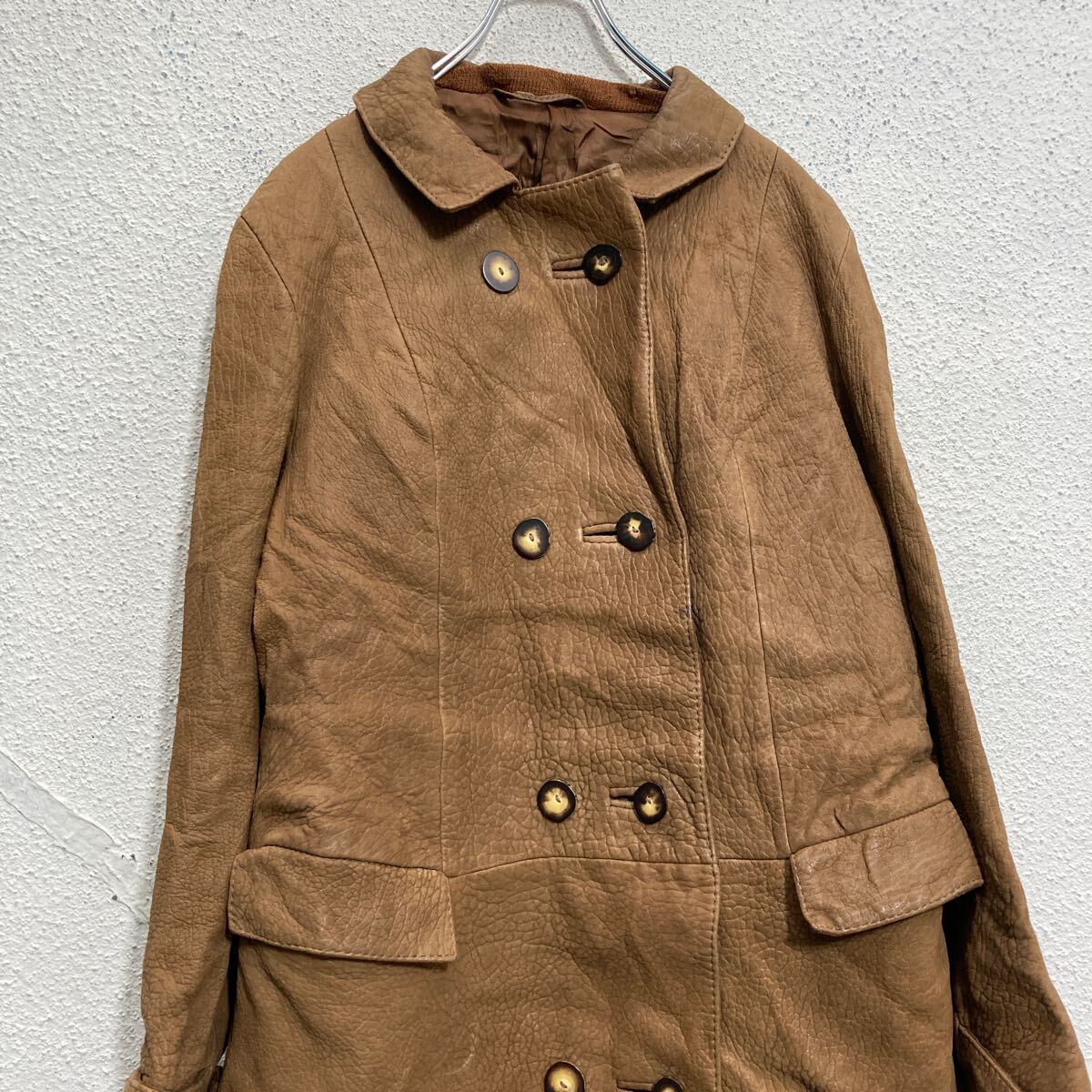 レザーコート S~ ブラウン ダブル レディース アウター ロングコート