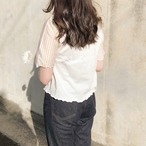 ストライプ柄が可愛いトップス 柄スリーブTシャツ｜イエロー｜サムネイル5