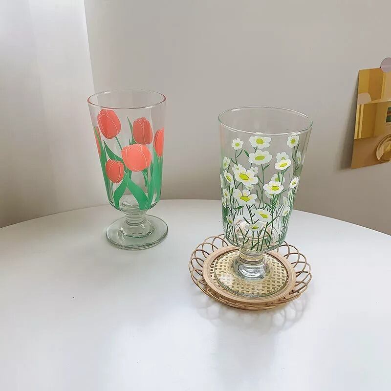 【CUP】デイジー&チューリップ柄グラス