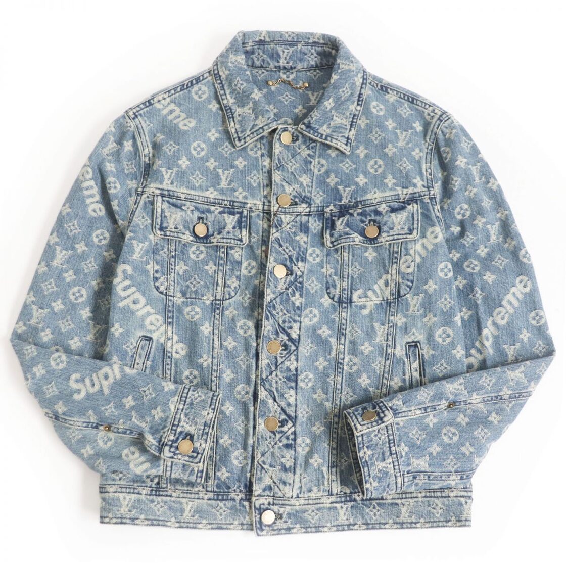 未使用品□ルイヴィトン×シュプリーム モノグラム ロゴ総柄 デニム  