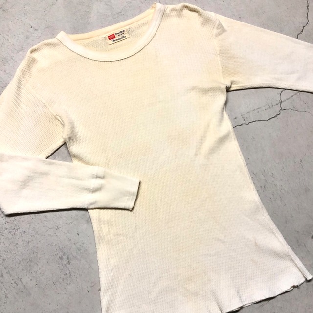⊕1960S HANES THERMAL CUT SEW OFF WHITE