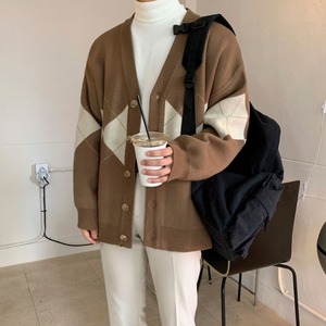 ポイントアーガイルニットカーディガン　MT0080323