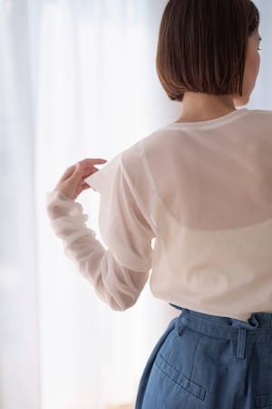 Edge Sheer Tops(white)  ご注文から1週間前後で発送
