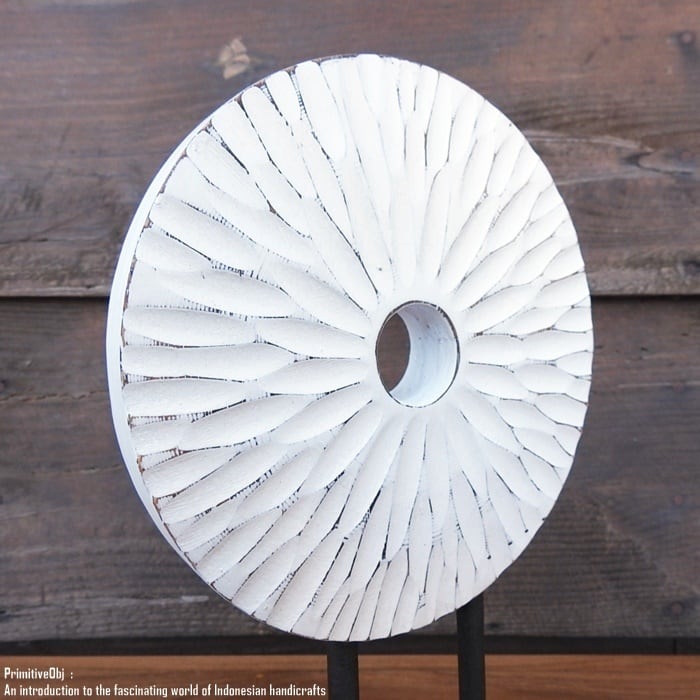 アジアンテイスト オブジェ [光] 30cm 木製装飾 ホワイトウォッシュ