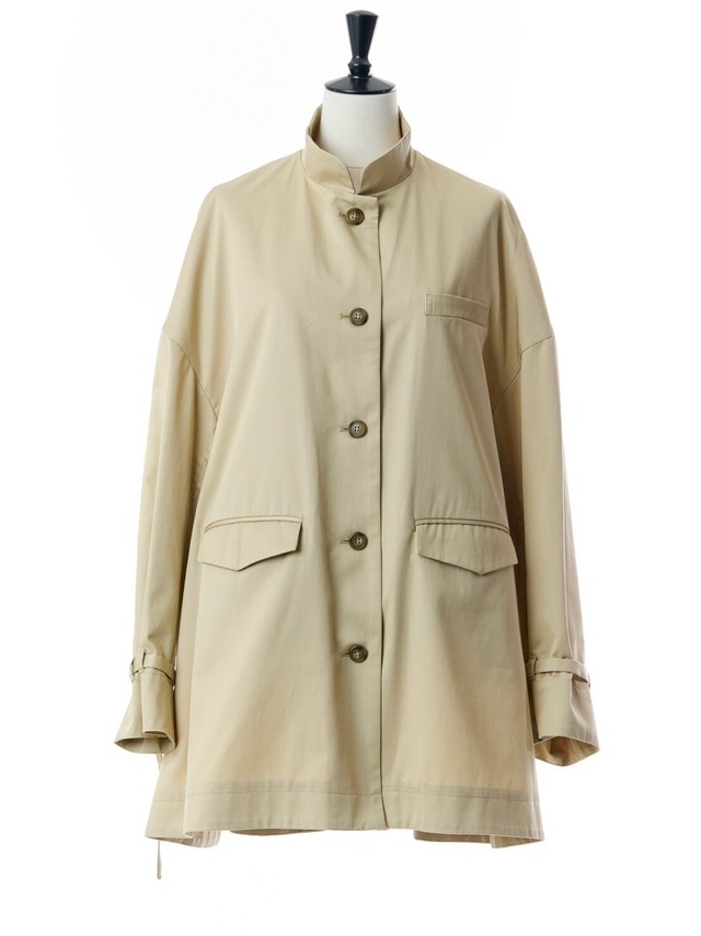 ステンカラーフレアコート(ベージュ)