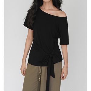 オフショルダーウエストタイデザインカットソー(2color)　CS3370