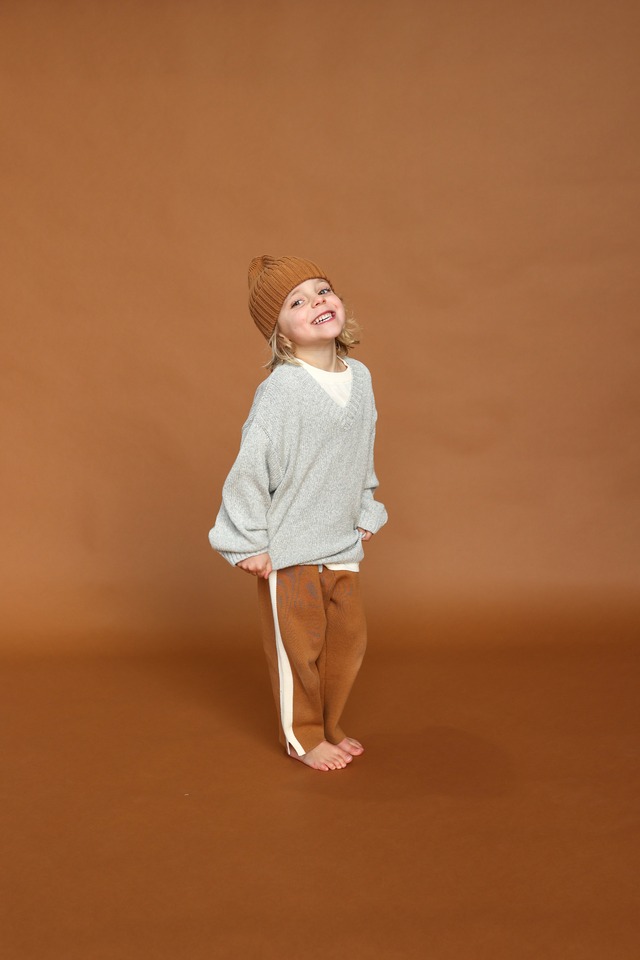 《即納》GROWN/ V-Neck Pull Over - Grey Marle