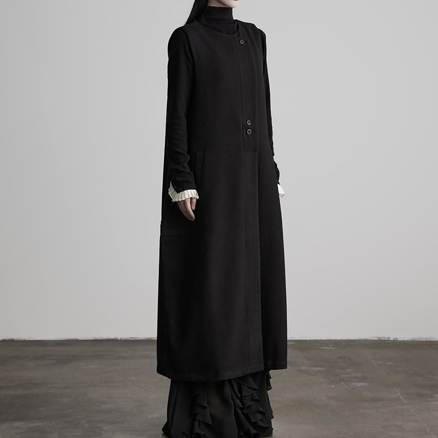 Round neck button vest dress S392