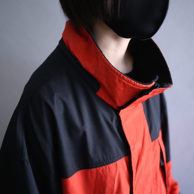 "Eddie Bauer EBTEK " red × black  over silhouette nylon anorak