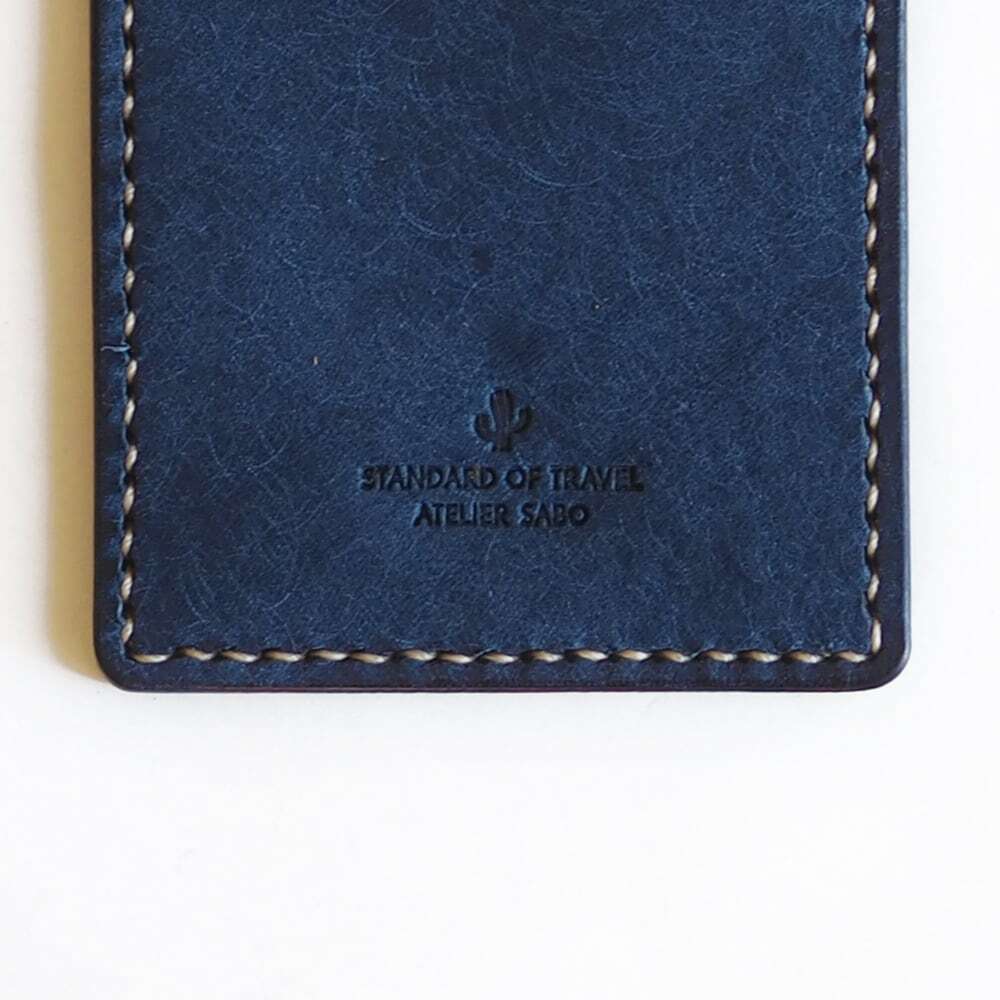 入れたまま使える ICカードケース【ブルー×ブラウン】 | 革小物