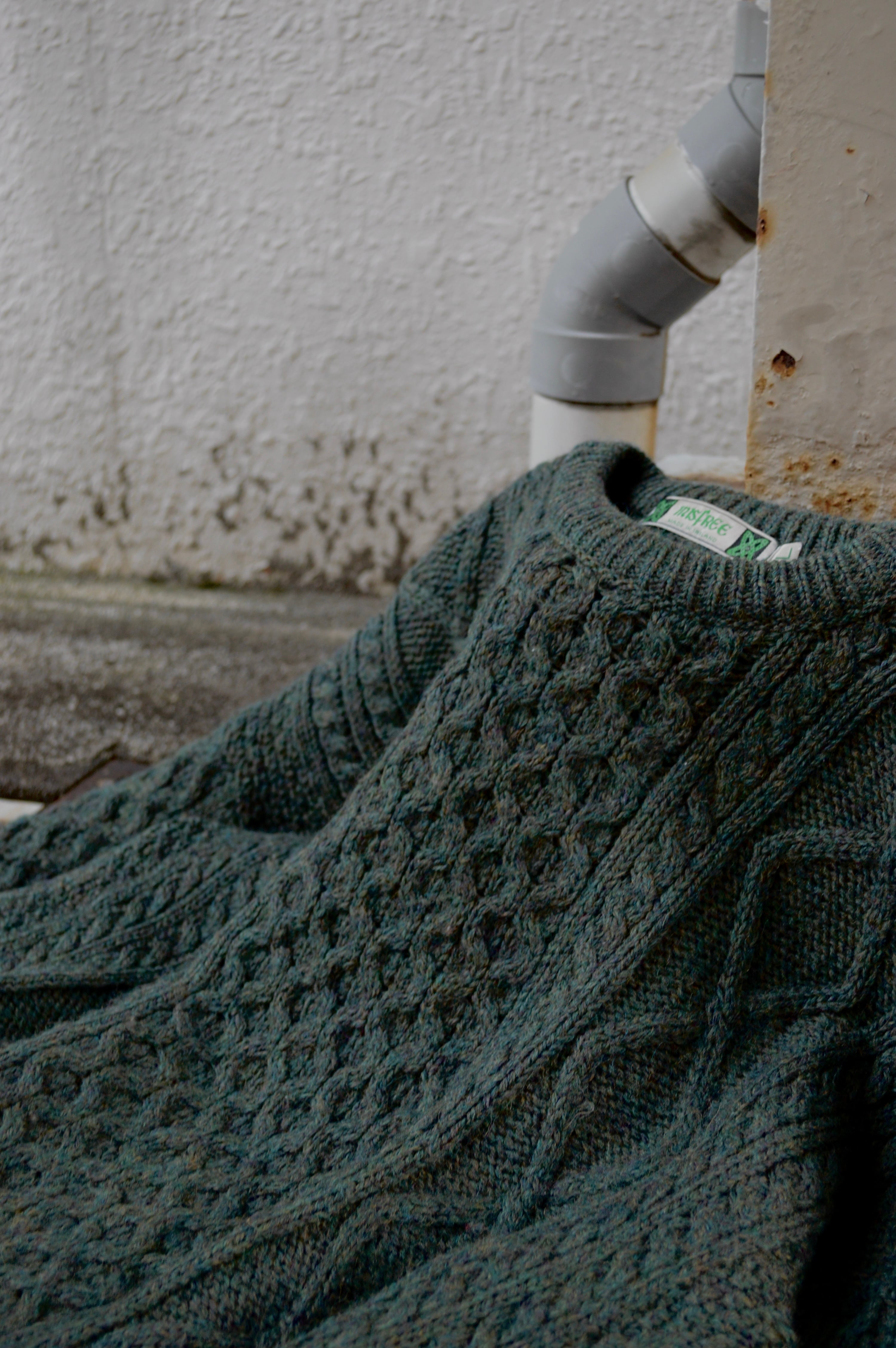 INISFREE 80s Wool Fisherman's Sweater Made in Ireland イニスフリー