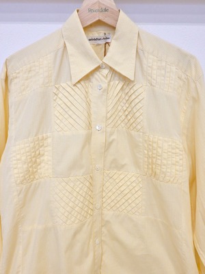 ITALY GINGHAM CHECK BLOCKS PINTUCK SHIRT