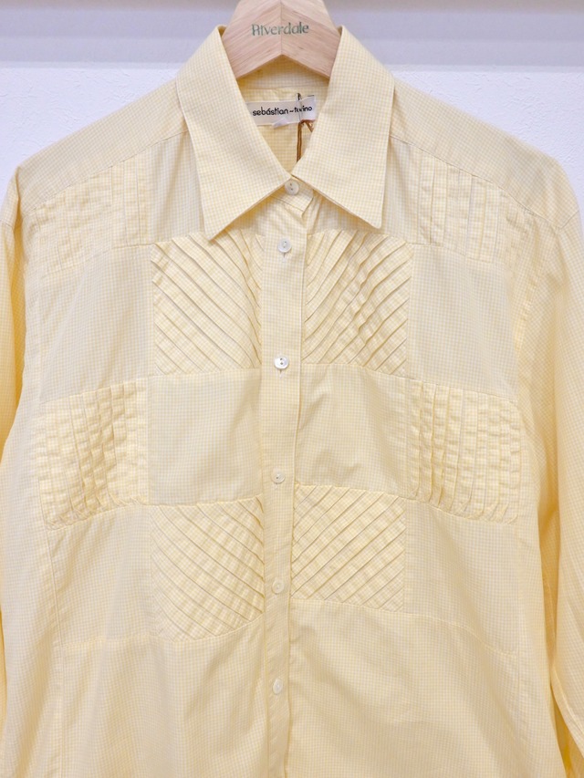 ITALY GINGHAM CHECK BLOCKS PINTUCK SHIRT