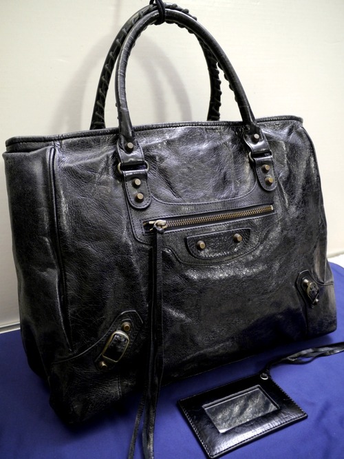 レア24万◆BALENCIAGA バレンシアガ THE SUNDAY ザ・サンデー M A4対応 ビジネス可 レザー トート バッグ 黒◆ サンデーの希少なミディアム