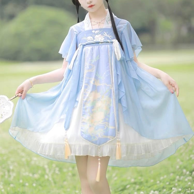 妖精の庭園　ロリータ　華ロリィタ　ジャンパースカート＆レース姫袖ブラウスセット