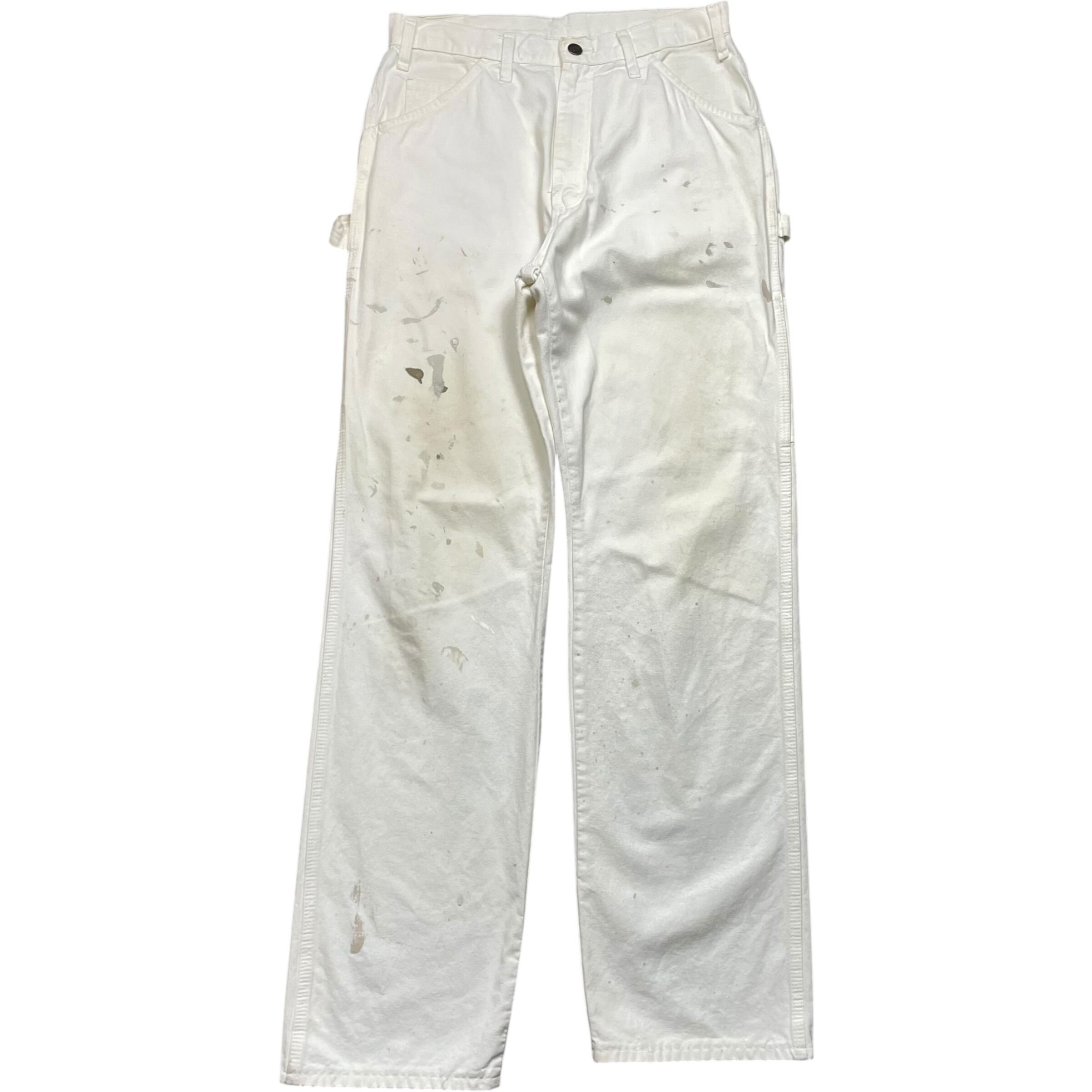 《実寸 W30 L32》 Dickies ディッキーズ ペインターパンツ ワークパンツ ホワイト ペイント 企業ロゴ no.10281