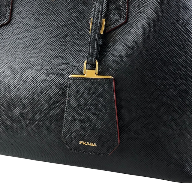 PRADA プラダ ハンドバッグ ブラック トライアングルロゴ レザー vintage ヴィンテージ オールド n54bxv