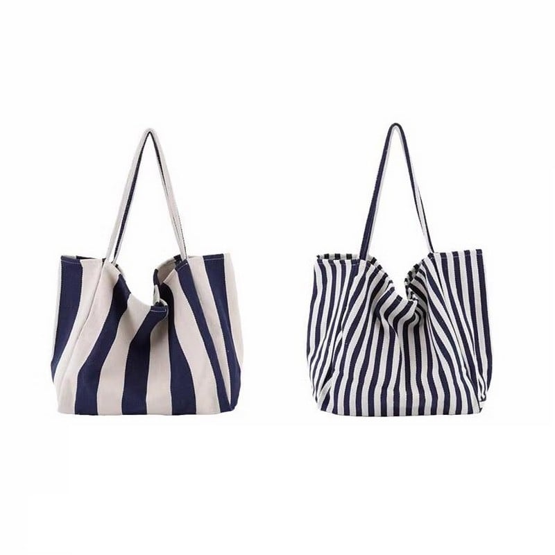 ストライプキャンバスビッグトートバッグ（8色）10232 | さらり＊ふわり