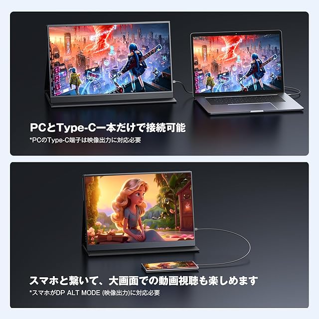 KOOLYFUL モバイルモニター 4k 16インチ モバイルディスプレイ