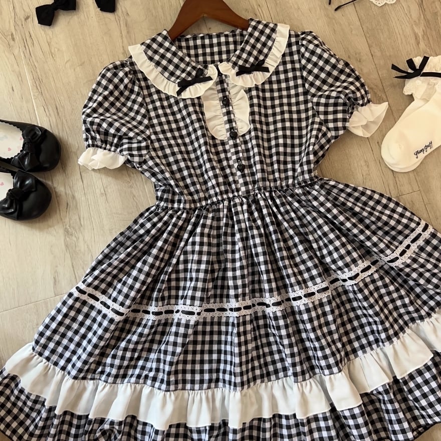 甘ロリ 姫ロリ 白ロリ ロリータ ワンピース 牛柄 Aライン Lolita