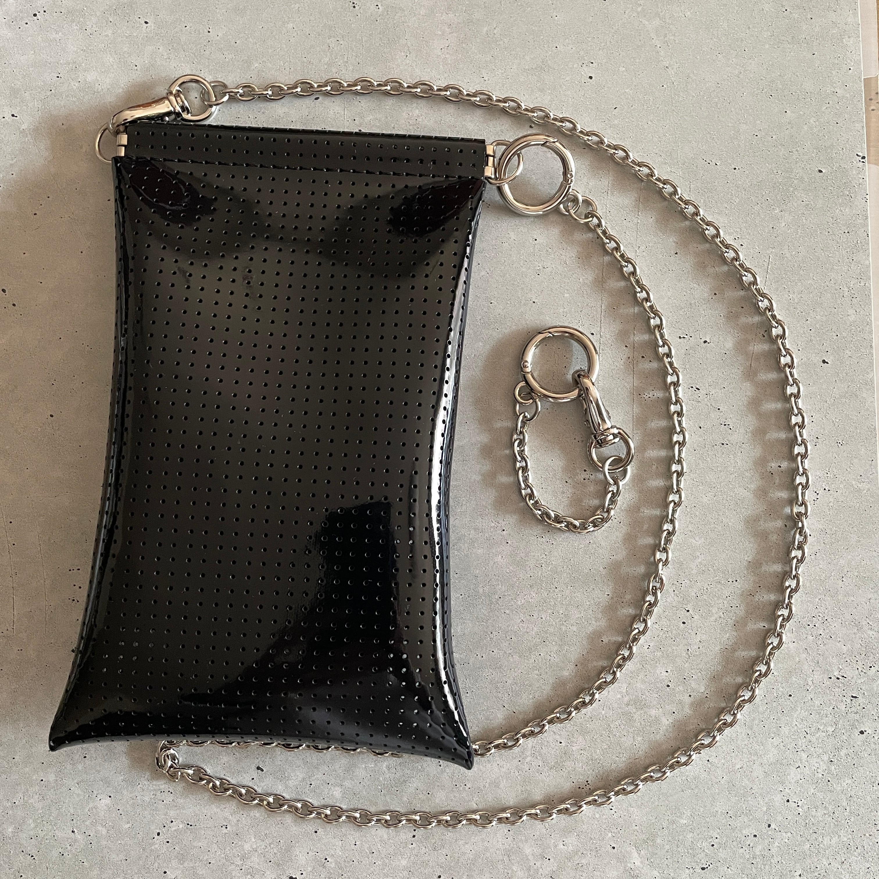 斜めがけ チェーンーショルダー スマホバッグ☆黒ごま | Jaane Matane