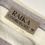 リネン混 RAIKA COORDINATE ライカ ボーダー 半袖シャツ M/グレー×ホワイト メンズ ビンテージ
